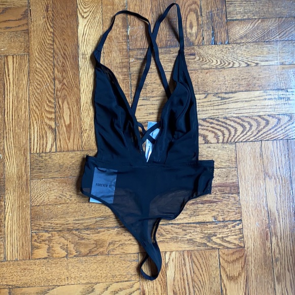 NWT Forever 21 black mesh lingerie bodysuit - Picture 4 of 5
